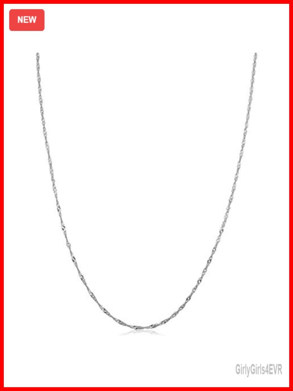 Solid 10K White Gold Singapore Chain Necklace 30 Inch for Women